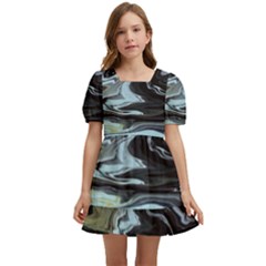 Abstract Painting Black Kids  Short Sleeve Dolly Dress by nateshop