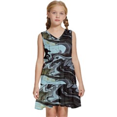 Abstract Painting Black Kids  Sleeveless Tiered Mini Dress