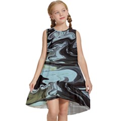 Abstract Painting Black Kids  Frill Swing Dress