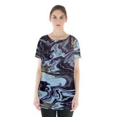 Abstract Painting Black Skirt Hem Sports Top by nateshop