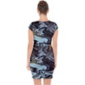 Abstract Painting Black Capsleeve Drawstring Dress  View2