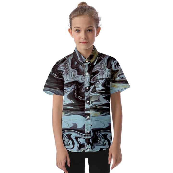 Abstract Painting Black Kids  Short Sleeve Shirt