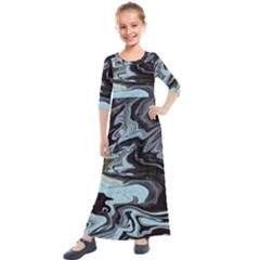 Abstract Painting Black Kids  Quarter Sleeve Maxi Dress by nateshop