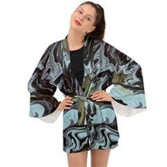 Abstract Painting Black Long Sleeve Kimono by nateshop