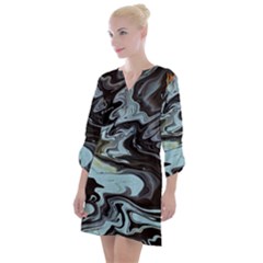 Abstract Painting Black Open Neck Shift Dress by nateshop