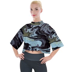 Abstract Painting Black Mock Neck Tee by nateshop