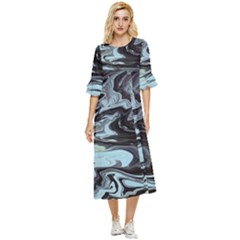 Abstract Painting Black Double Cuff Midi Dress by nateshop