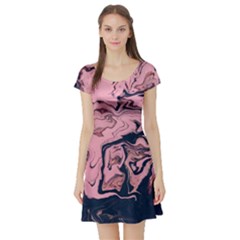 Abstract Painting Pink Short Sleeve Skater Dress by nateshop