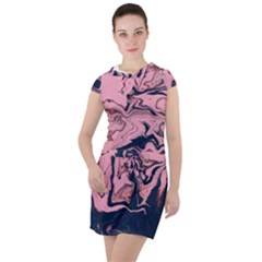 Abstract Painting Pink Drawstring Hooded Dress by nateshop