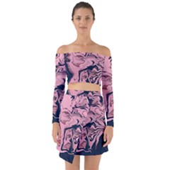 Abstract Painting Pink Off Shoulder Top With Skirt Set by nateshop