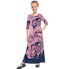 Abstract Painting Pink Kids  Quarter Sleeve Maxi Dress by nateshop