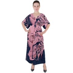 Abstract Painting Pink V-neck Boho Style Maxi Dress by nateshop