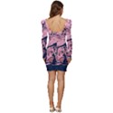 Abstract Painting Pink Women Long Sleeve Ruched Stretch Jersey Dress View4