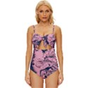 Abstract Painting Pink Knot Front One-Piece Swimsuit View1