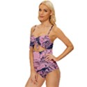 Abstract Painting Pink Knot Front One-Piece Swimsuit View2