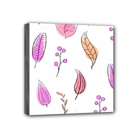 Leaves-pink Mini Canvas 4  X 4  (stretched) by nateshop