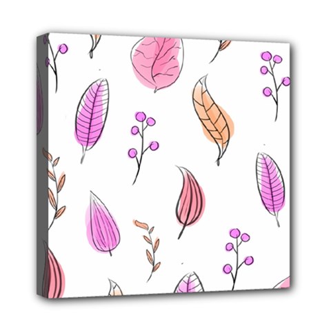 Leaves-pink Mini Canvas 8  X 8  (stretched) by nateshop