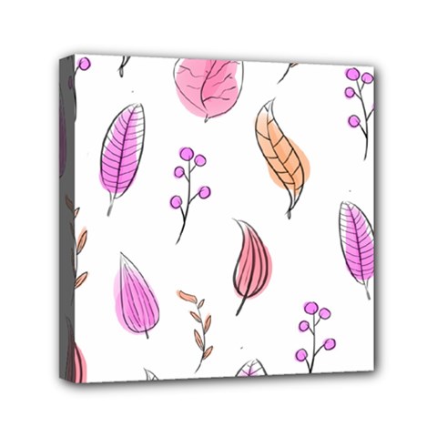 Leaves-pink Mini Canvas 6  X 6  (stretched) by nateshop