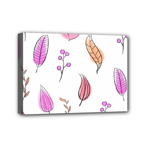 Leaves-pink Mini Canvas 7  X 5  (stretched) by nateshop