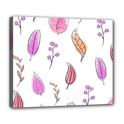 Leaves-pink Deluxe Canvas 24  X 20  (stretched) by nateshop