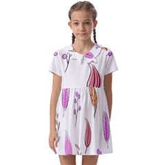 Leaves-pink Kids  Asymmetric Collar Dress by nateshop