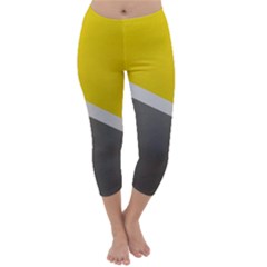 Pattern Yellow And Gray Capri Winter Leggings  by nateshop