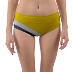 Pattern Yellow And Gray Reversible Mid-waist Bikini Bottoms by nateshop