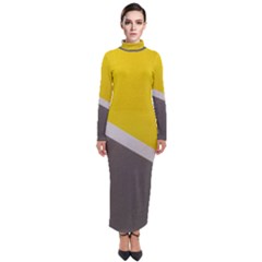 Pattern Yellow And Gray Turtleneck Maxi Dress by nateshop