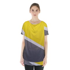 Pattern Yellow And Gray Skirt Hem Sports Top by nateshop