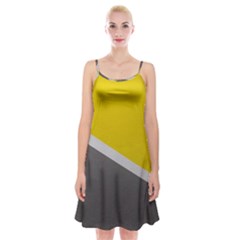 Pattern Yellow And Gray Spaghetti Strap Velvet Dress by nateshop