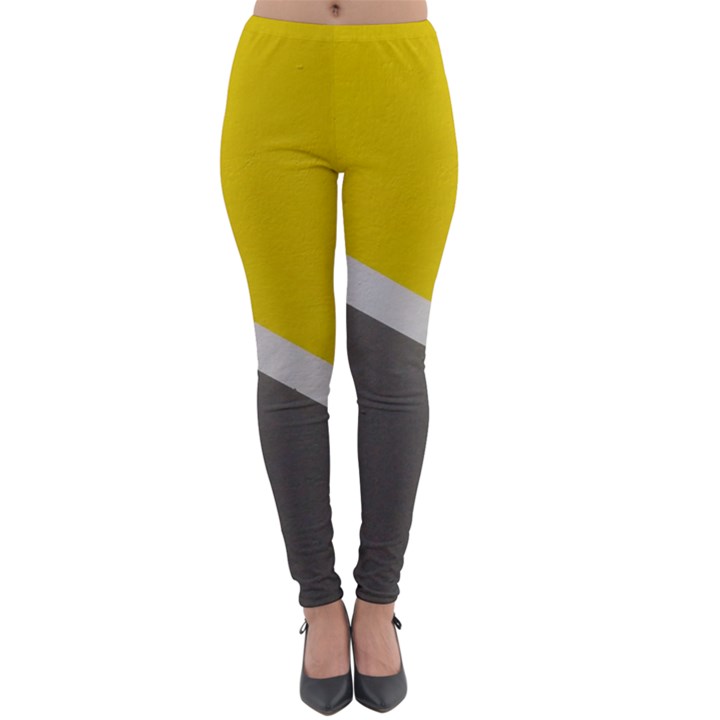 Pattern Yellow And Gray Lightweight Velour Leggings