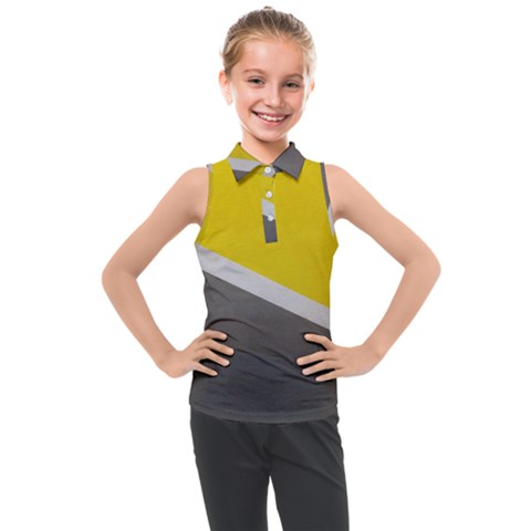 Pattern Yellow And Gray Kids  Sleeveless Polo Tee by nateshop