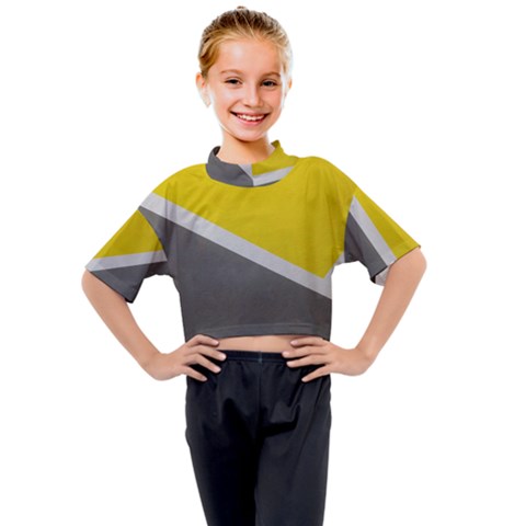 Pattern Yellow And Gray Kids Mock Neck Tee by nateshop