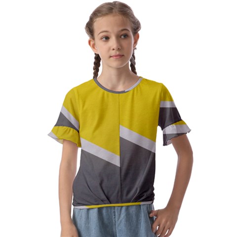 Pattern Yellow And Gray Kids  Cuff Sleeve Scrunch Bottom Tee by nateshop