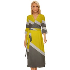 Pattern Yellow And Gray Midsummer Wrap Dress