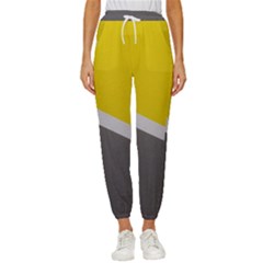 Pattern Yellow And Gray Cropped Drawstring Pants by nateshop