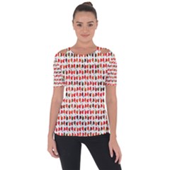 Apple Shoulder Cut Out Short Sleeve Top by nateshop