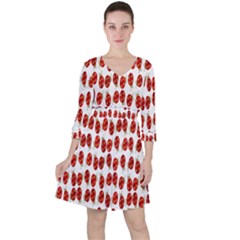 Beetle Quarter Sleeve Ruffle Waist Dress by nateshop