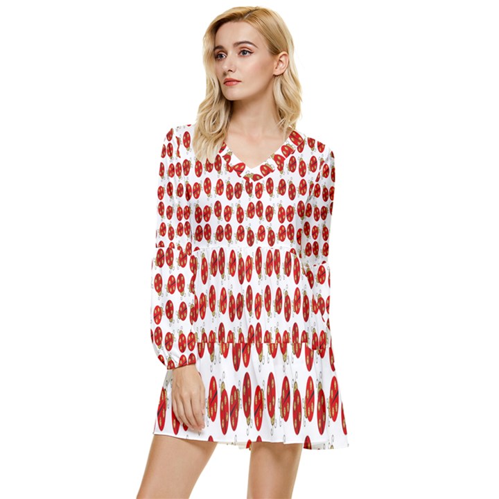 Beetle Tiered Long Sleeve Mini Dress