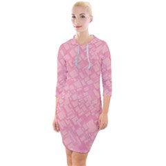 Pink Quarter Sleeve Hood Bodycon Dress by nateshop