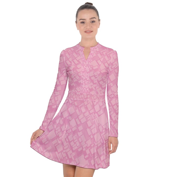 Pink Long Sleeve Panel Dress