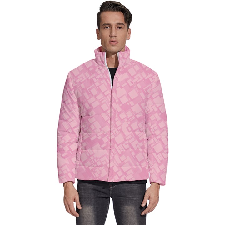 Pink Men s Puffer Bubble Jacket Coat