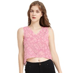 Pink V-neck Cropped Tank Top