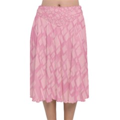 Pink Velvet Flared Midi Skirt by nateshop