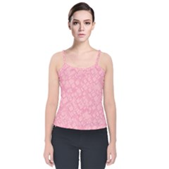 Pink Velvet Spaghetti Strap Top by nateshop