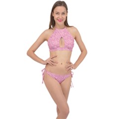 Pink Cross Front Halter Bikini Set by nateshop