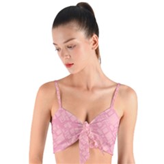 Pink Woven Tie Front Bralet by nateshop