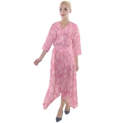 Pink Quarter Sleeve Wrap Front Maxi Dress by nateshop