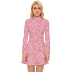 Pink Long Sleeve Velour Longline Dress by nateshop