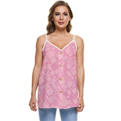 Pink Casual Spaghetti Strap Chiffon Top